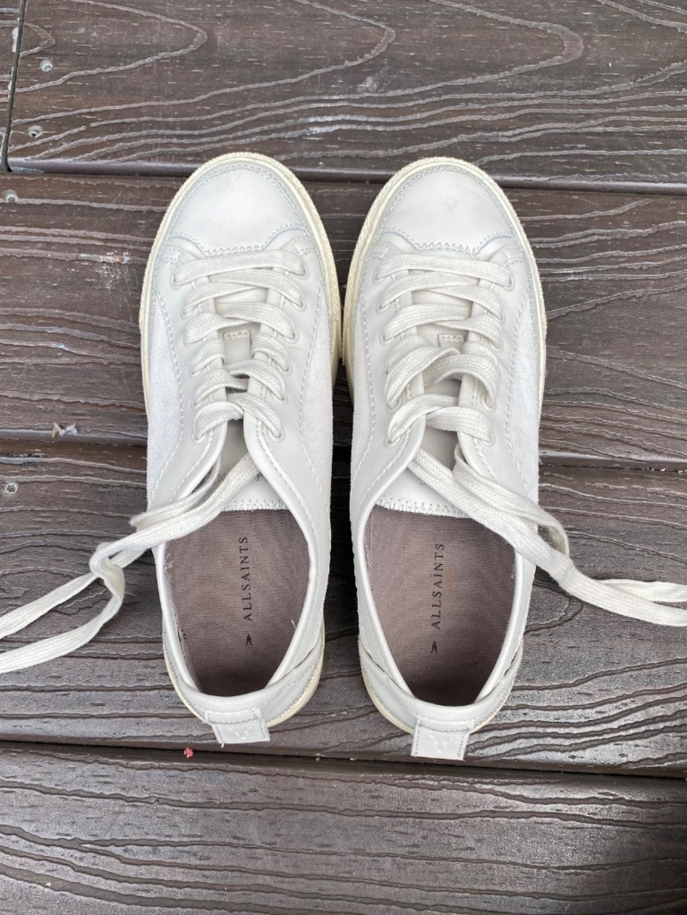 AllSaints Milla Low-top Sneakers in Chalk White, Women’s Size 8 - Picture 2 of 6